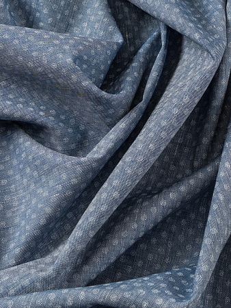 Лен в горошек на синем