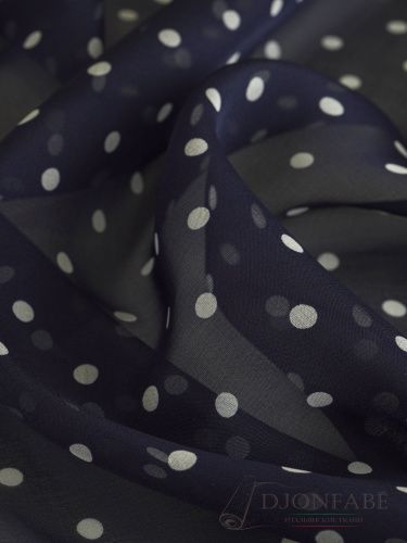 Шифон в горошек (синий)