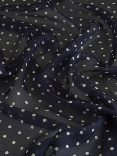 Шифон в горошек (синий)