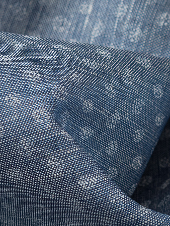 Лен в горошек на синем